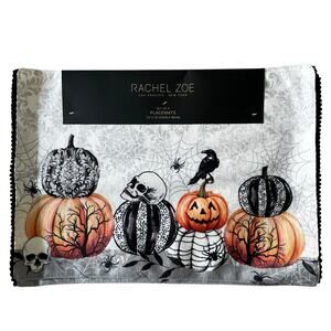 Rachel Zoe MACKENZIE PUMPKIN Halloween Placemats 13x19 Set of 4 Spooky New